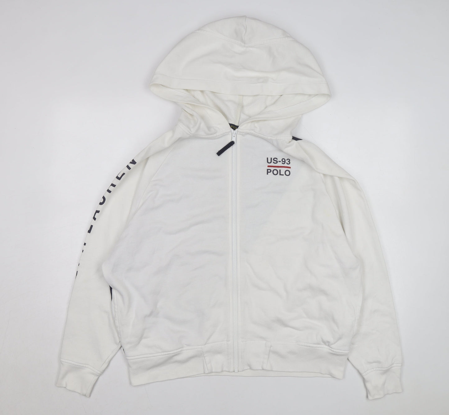 Polo Ralph Lauren Women White Track Jacket M Hooded Full Zip Sweat