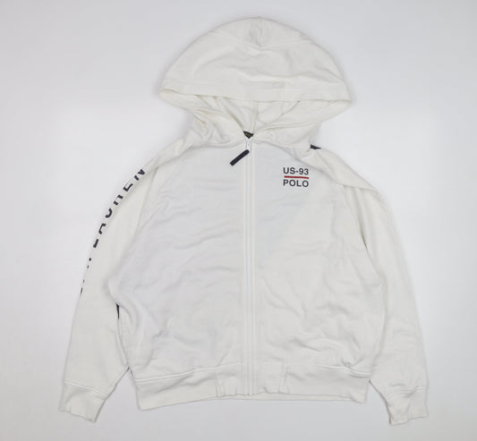 Polo Ralph Lauren Women White Track Jacket M Hooded Full Zip Sweat