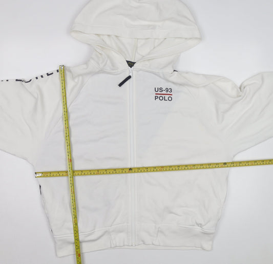 Polo Ralph Lauren Women White Track Jacket M Hooded Full Zip Sweat