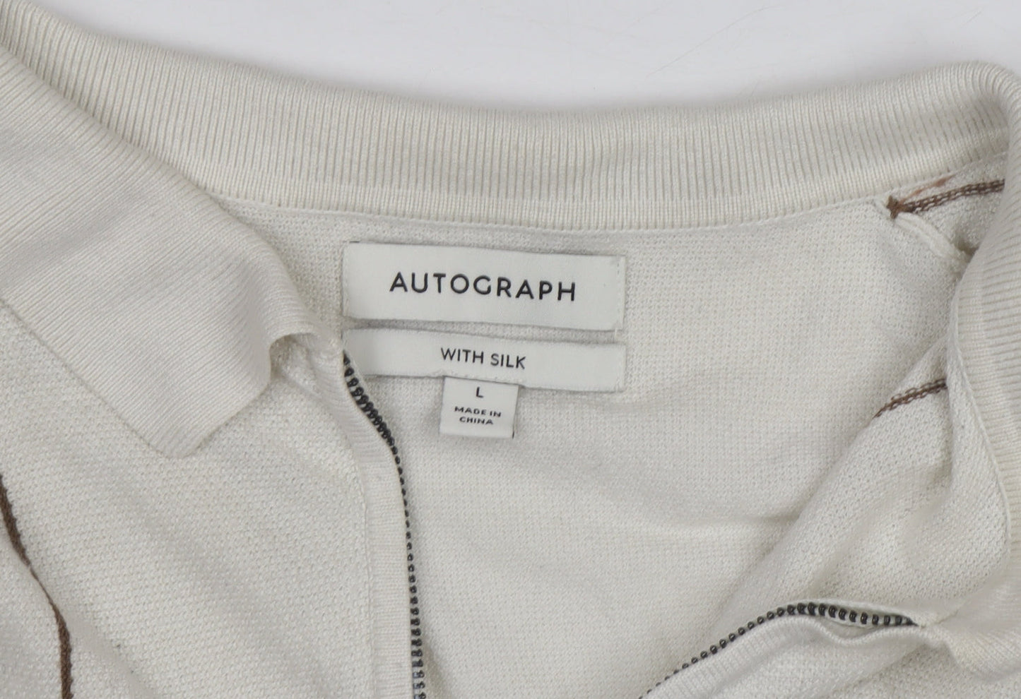 Marks and Spencer Autograph Men's Ivory Long Sleeve Knit Polo L