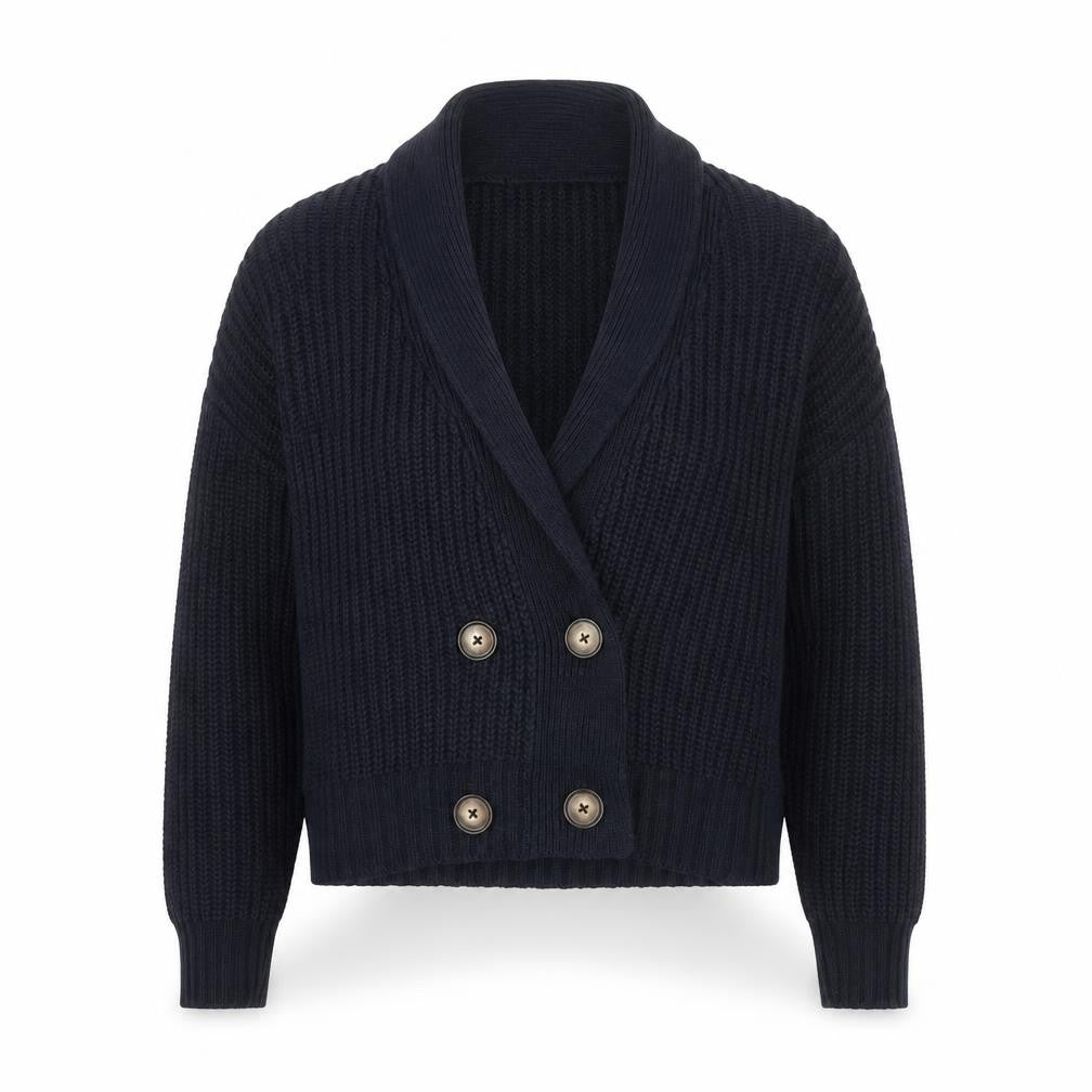 Brave Soul Womens Black Chunky Knit Button Cardigan L