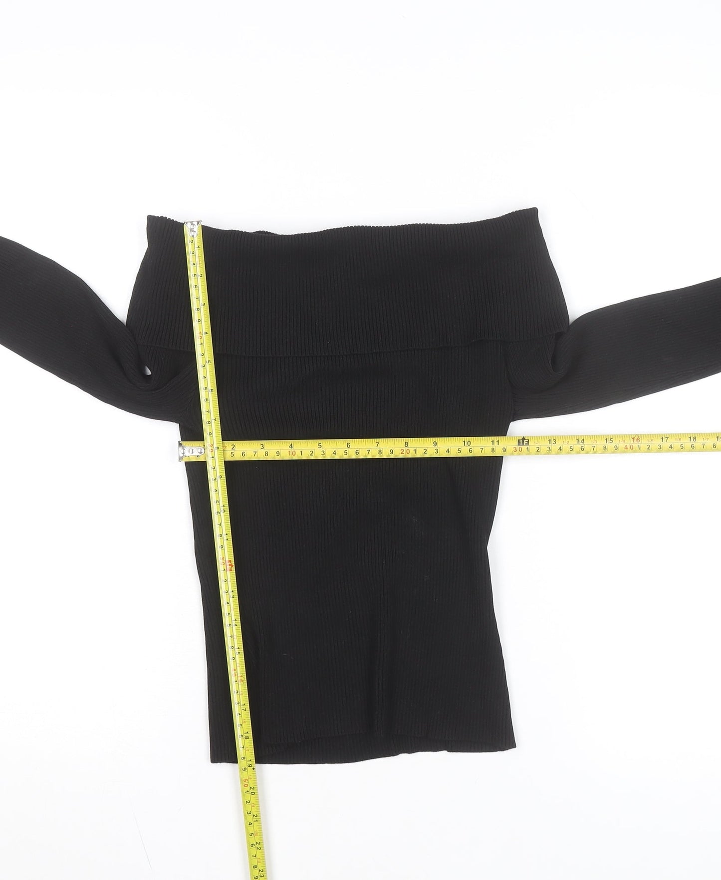 H&M Women’s Black Off Shoulder Long Sleeve Knit Top Size 12