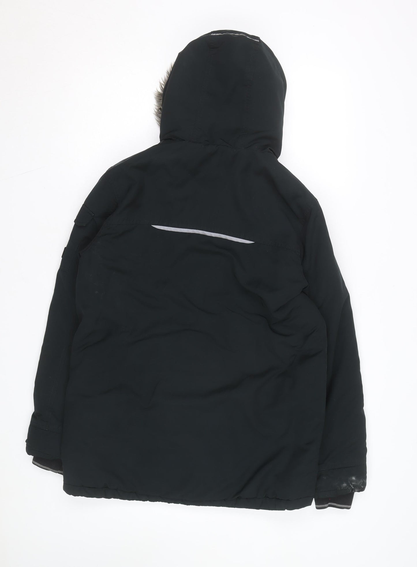 Next Boys Black 14 Years Hooded Faux Fur Trim Padded Winter Parka Coat