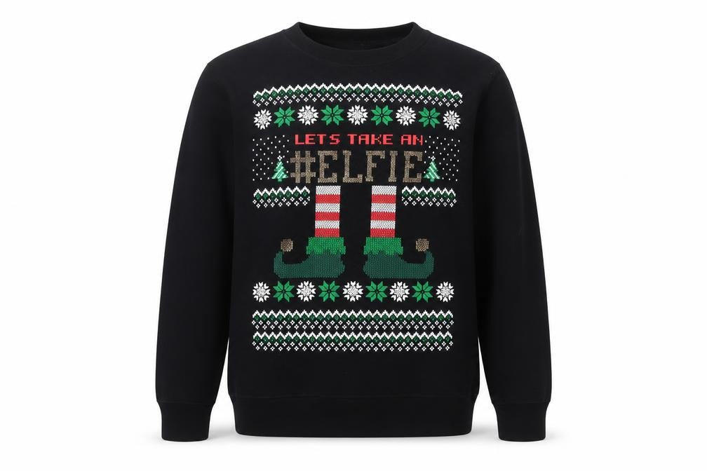 Just My Size Unisex Black Christmas ELFIE Pullover Sweatshirt 2XL
