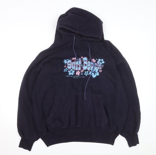 Jon Lauren Apparel Men's Navy Surf Beach Graphic Pullover Hoodie XL