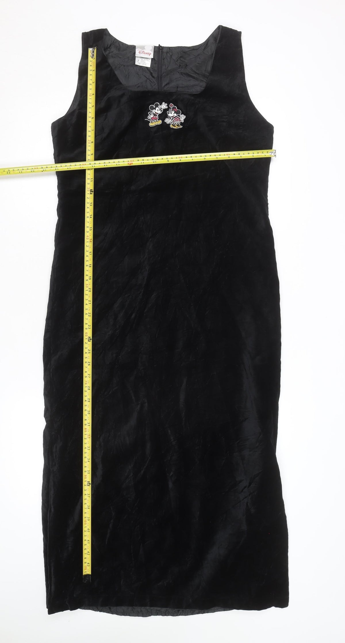 Back view of Disney Store Women’s Black Velvet Sheath Dress M Mickey Minnie