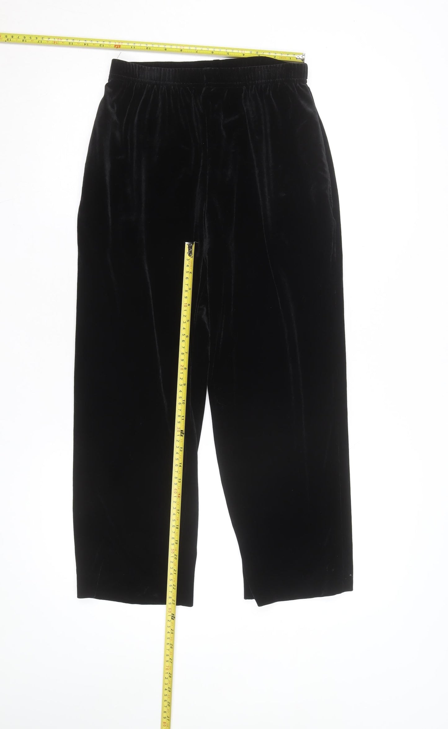 Sami & Jo Petite Black Velvet Straight Trousers Size S