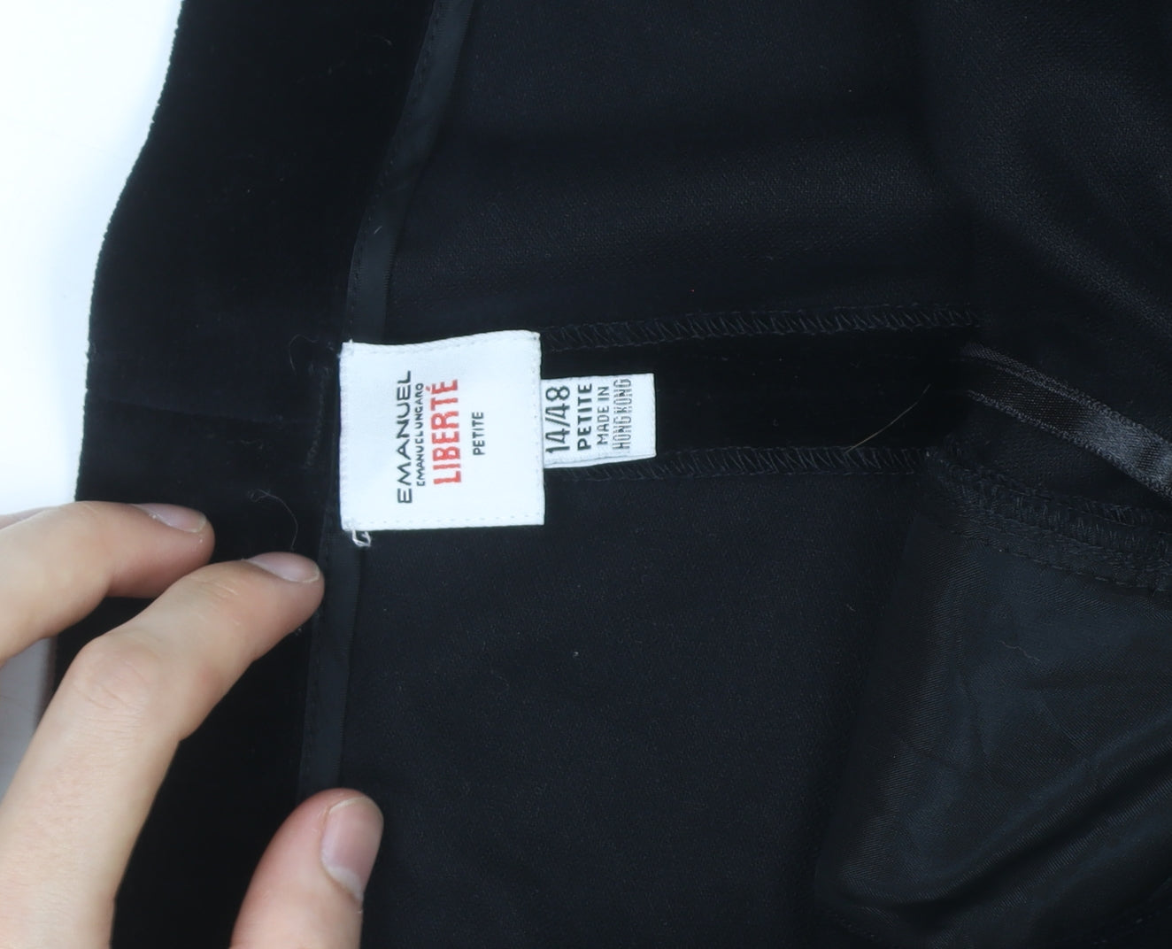 Emanuel Ungaro Liberté Women’s Black Velvet Petite Formal Trousers Size 14