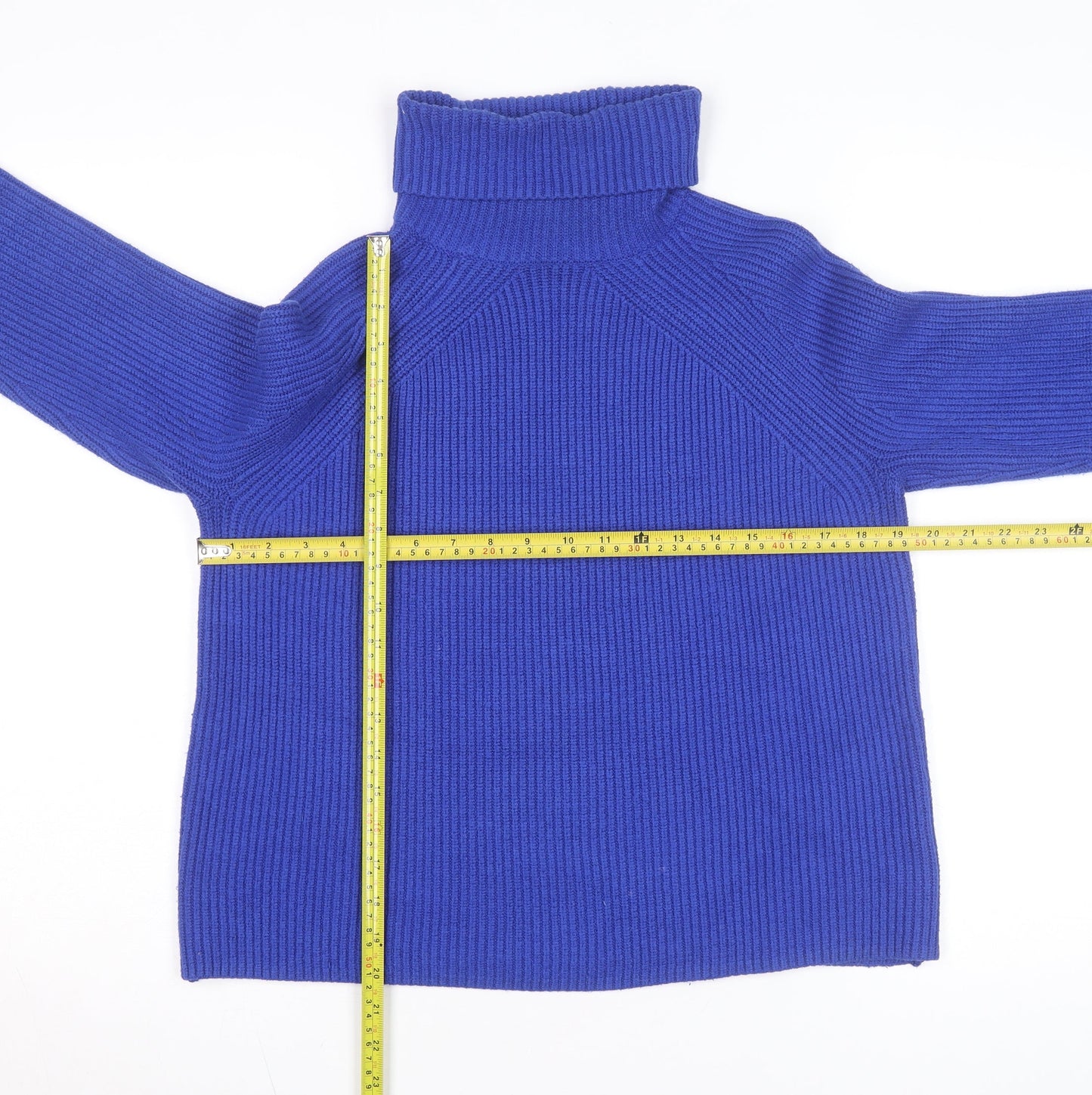 Marks and Spencer Women Blue Roll Neck Wool Blend Jumper Size S