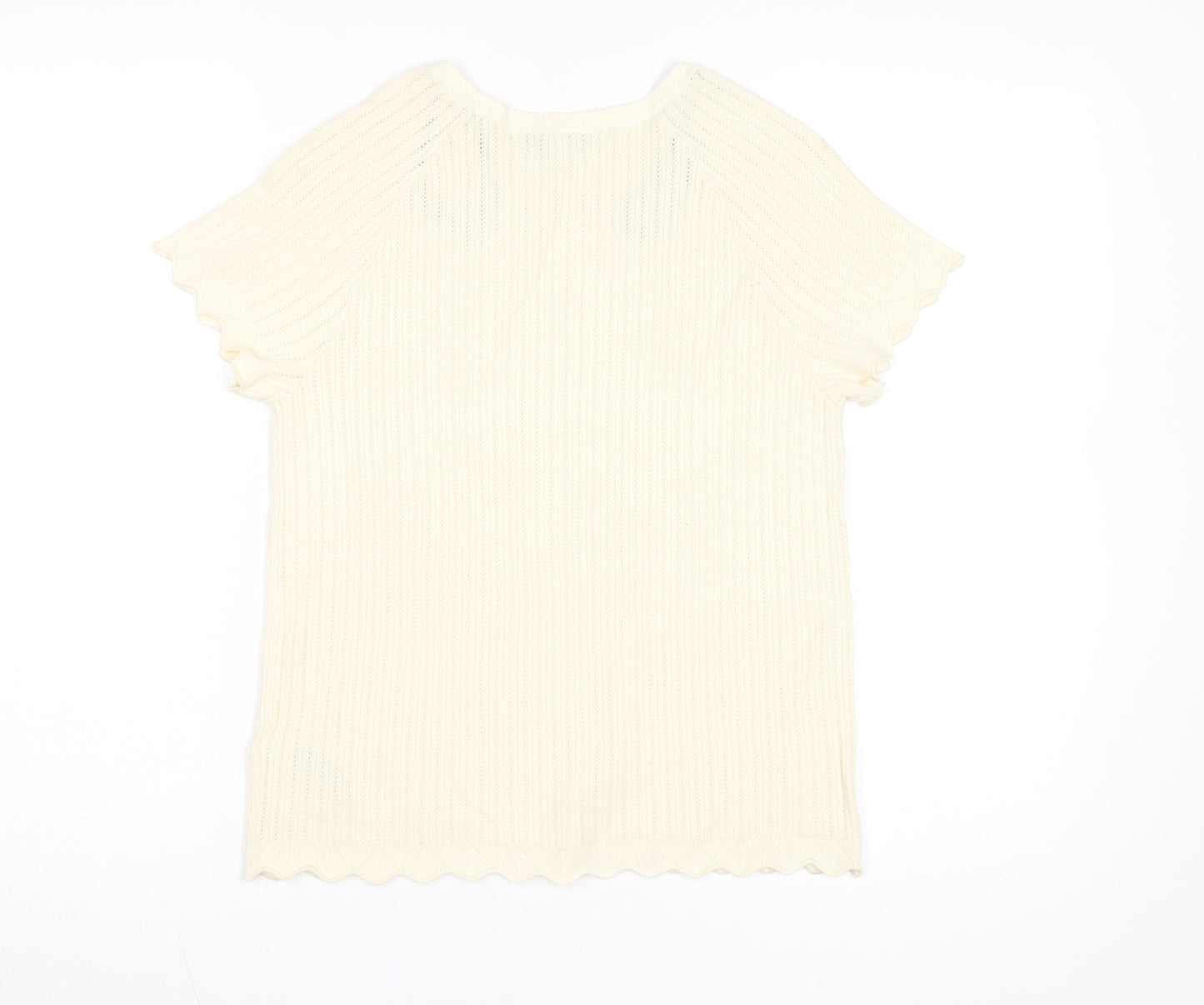 Marks and Spencer Women's Ivory Knit Short Sleeve T-Shirt M