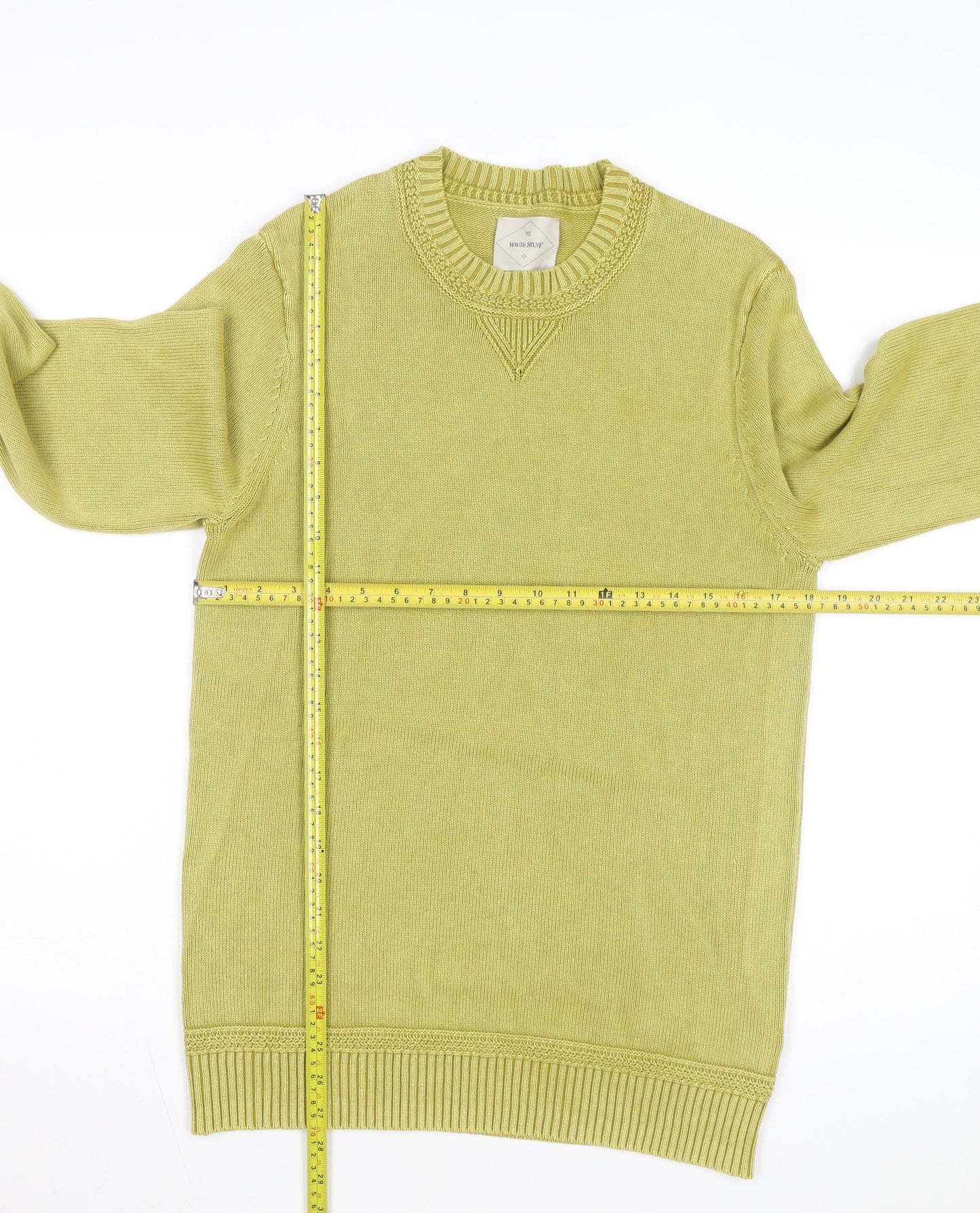 White Stuff Women's Green Cotton Crew Neck Jumper Small