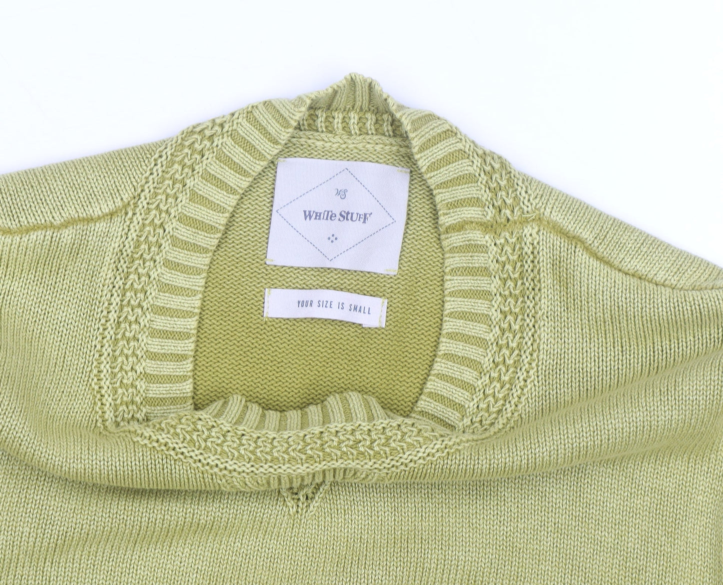 White Stuff Women's Green Cotton Crew Neck Jumper Small