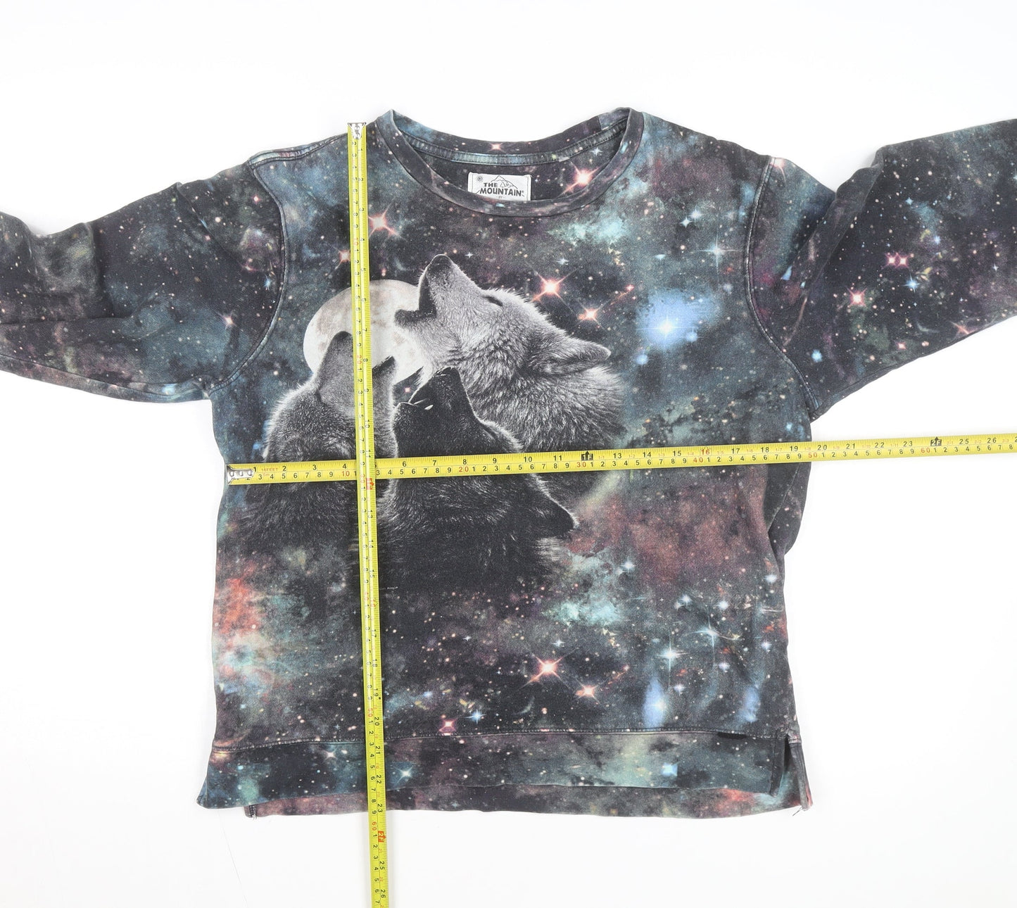 The Mountain Men's Multicoloured Wolf Galaxy Pullover Sweatshirt L