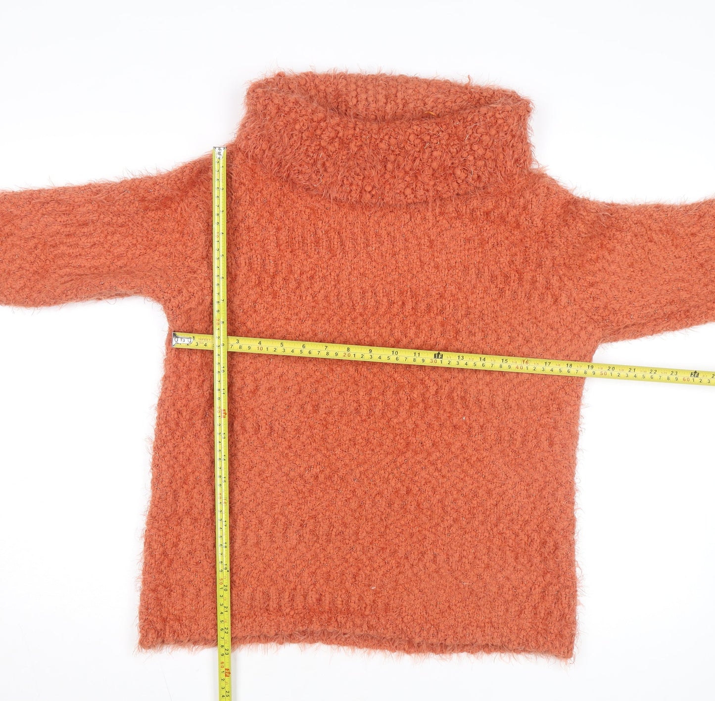 Alexara Women’s Orange Roll Neck Chunky Knit Jumper Size S