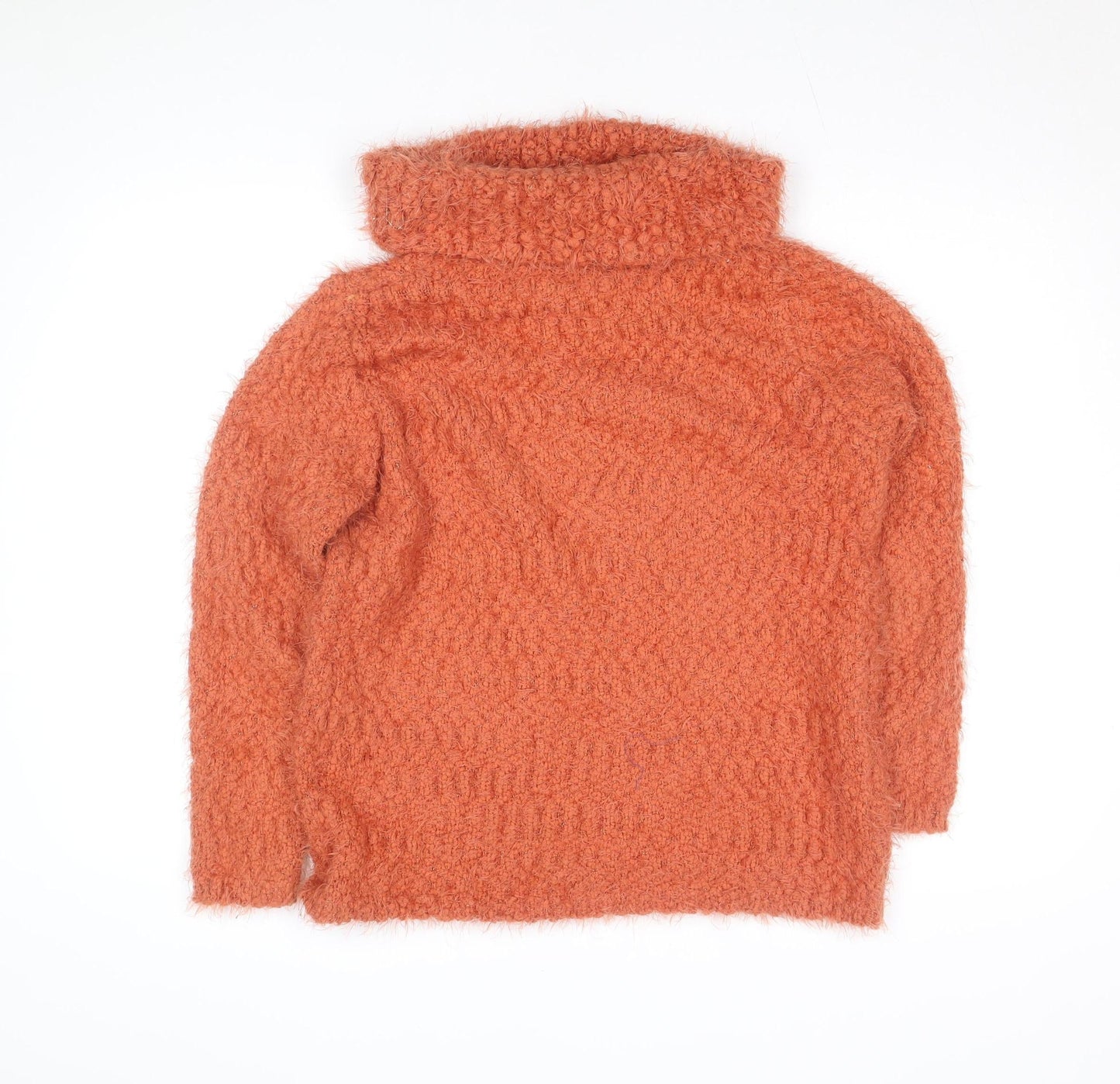 Alexara Women’s Orange Roll Neck Chunky Knit Jumper Size S