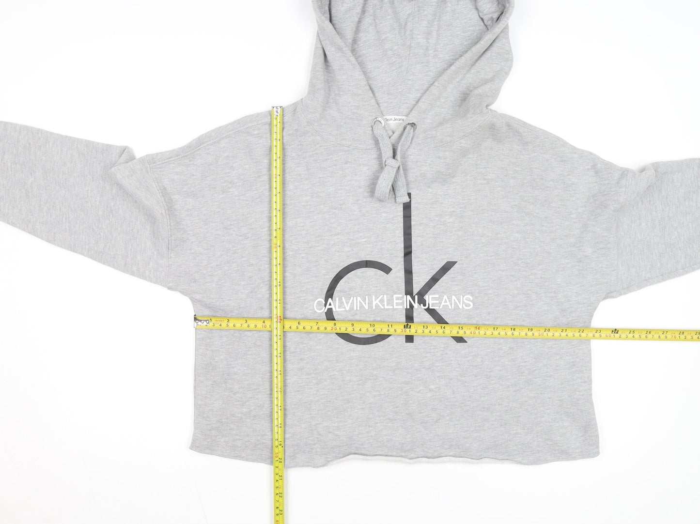 Calvin Klein Jeans Womens Grey Cropped Hoodie Size M