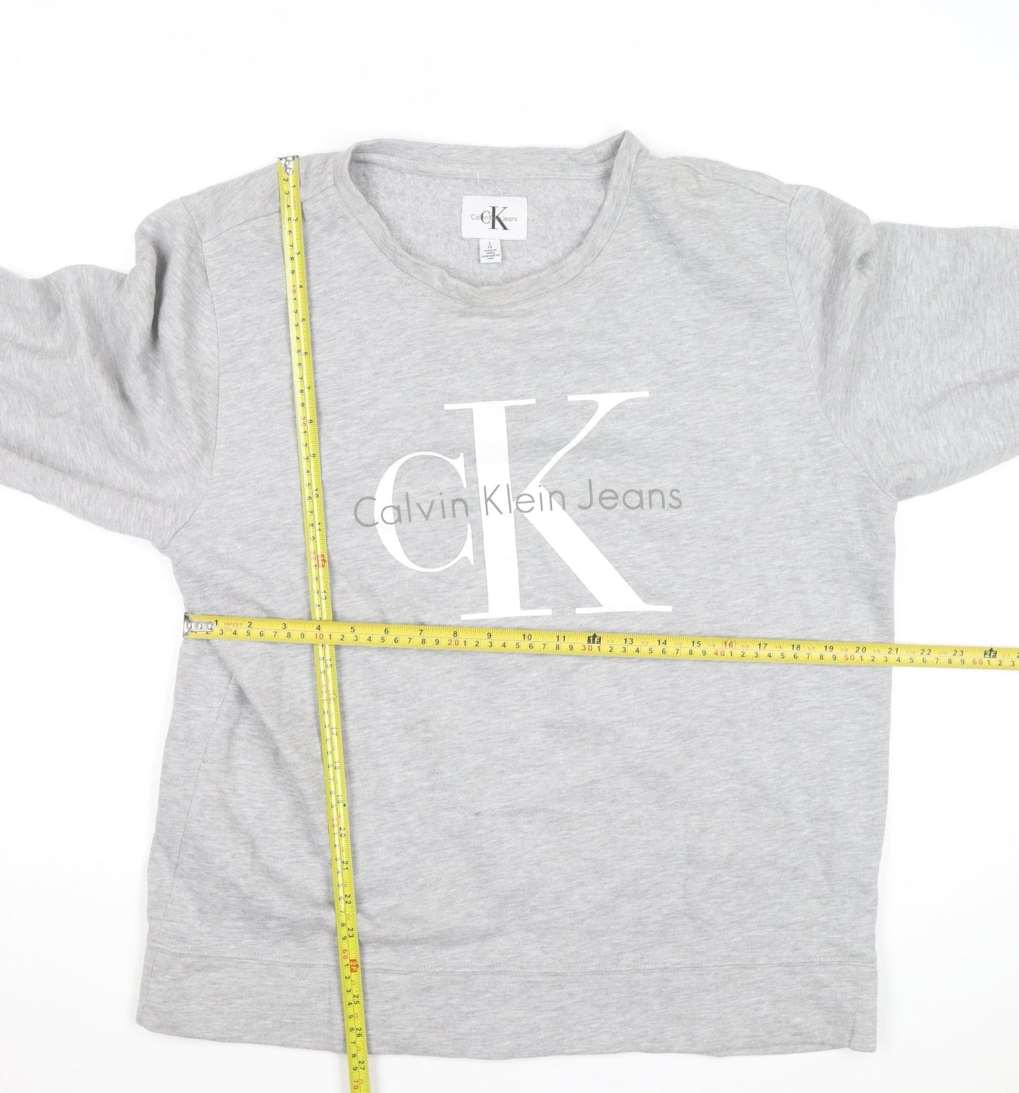 Calvin Klein Jeans Men's Grey Logo Pullover Sweatshirt Size L