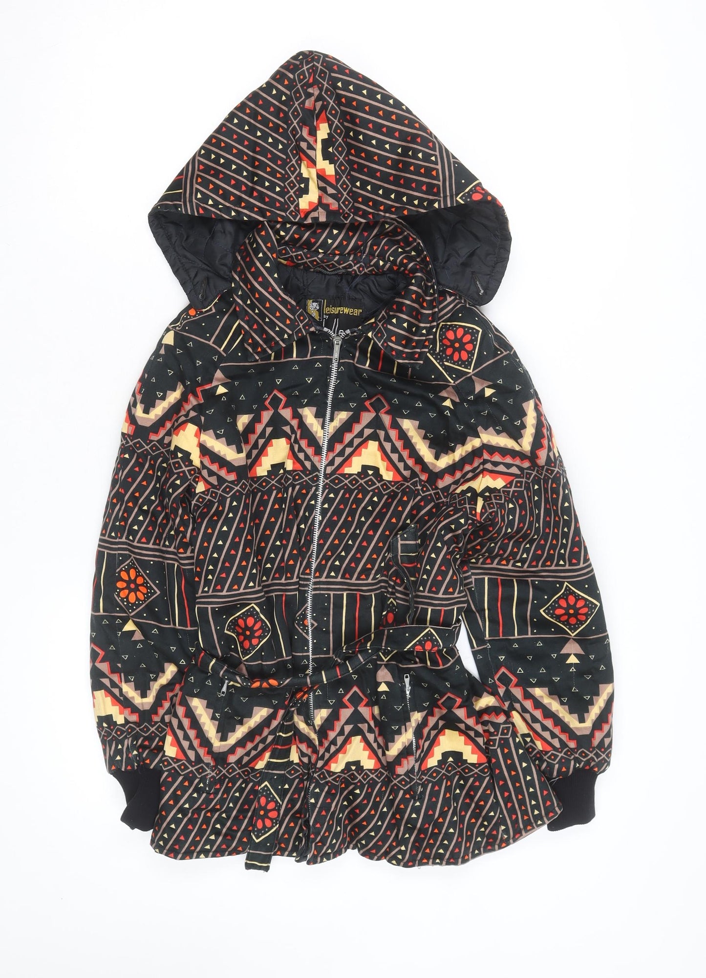 Heller Leisurewear Girls Black Geometric Hooded Puffer Jacket 14-15 Years