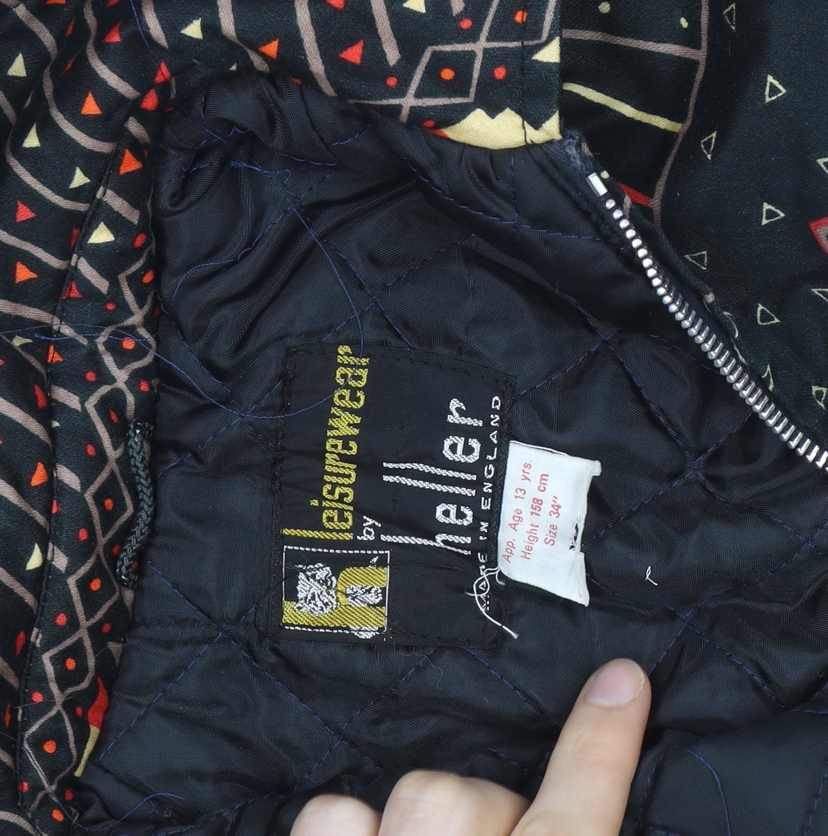 Heller Leisurewear Girls Black Geometric Hooded Puffer Jacket 14-15 Years