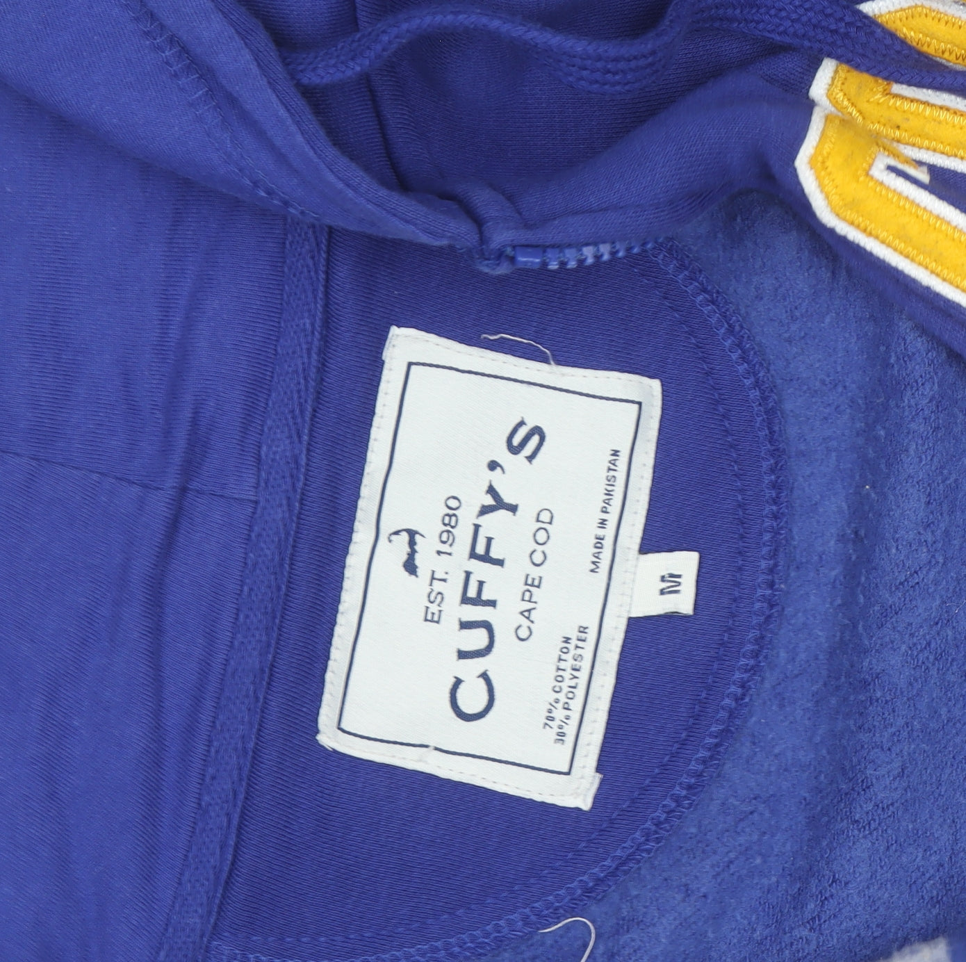 Cuffy’s Men’s Blue Full Zip Hoodie M College Graphic Cape Cod