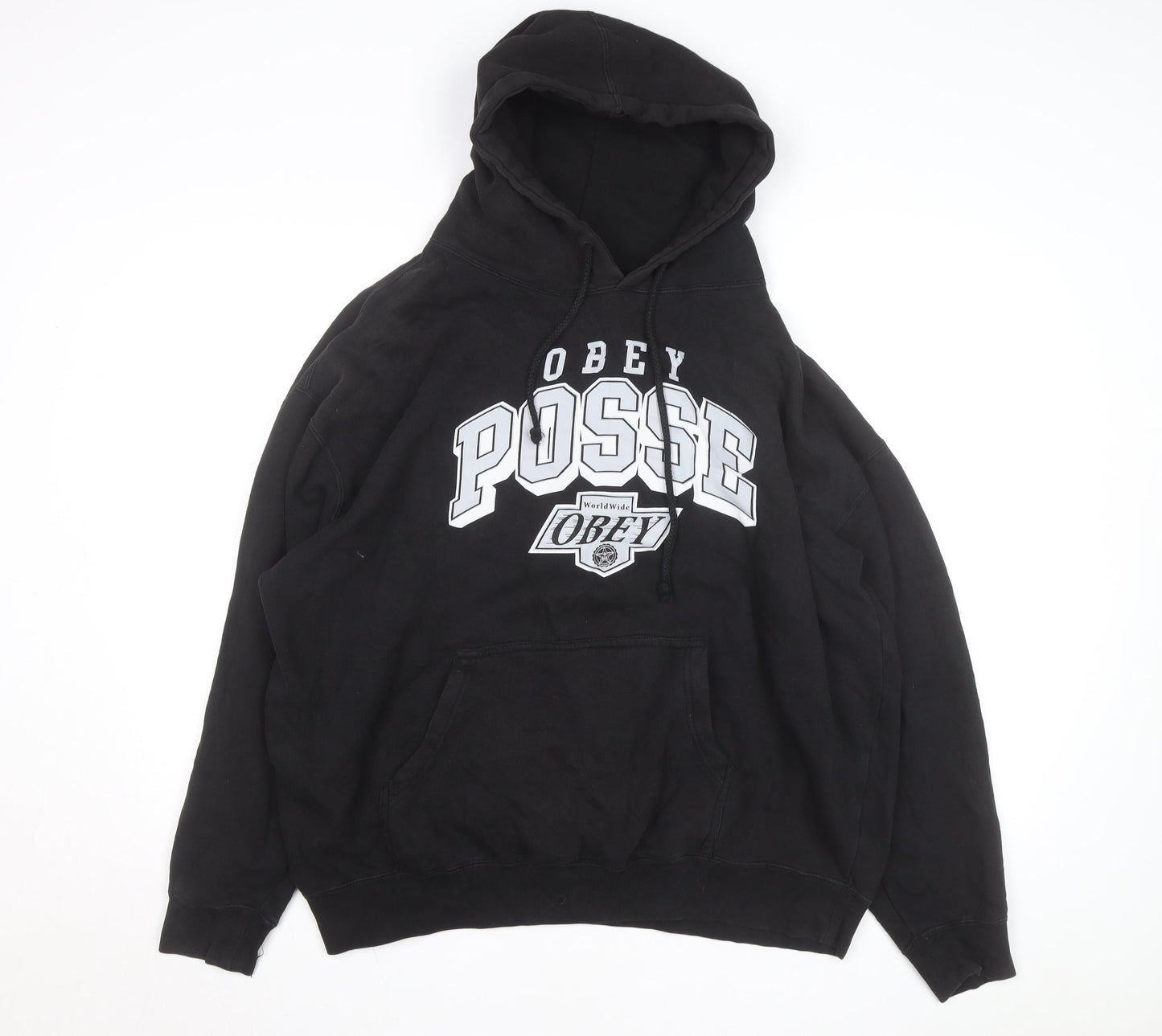 Obey Men Black Pullover Hoodie XL Streetwear Graphic Logo