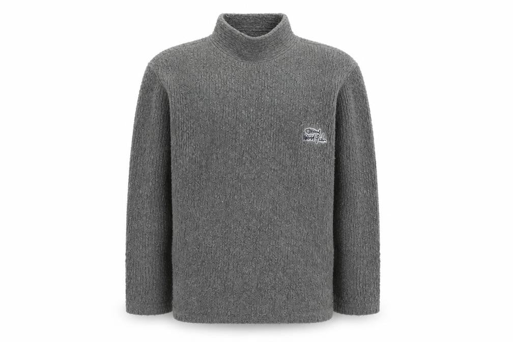 Weird Fish Men's Grey Roll Neck Wool Blend Jumper Size M