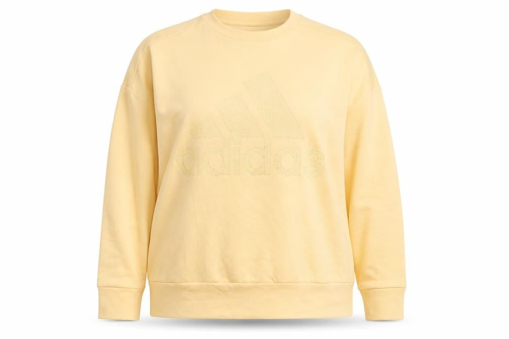 Adidas Womens Beige XL Crew Neck Logo Sweatshirt Cotton Blend