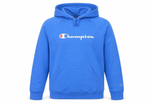 Champion Men's Blue Pullover Hoodie Small Logo Athletic Sweatshirt