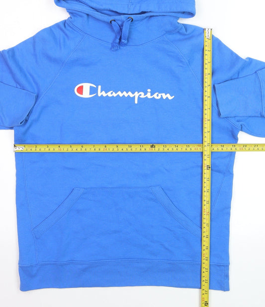Champion Men's Blue Pullover Hoodie Small Logo Athletic Sweatshirt