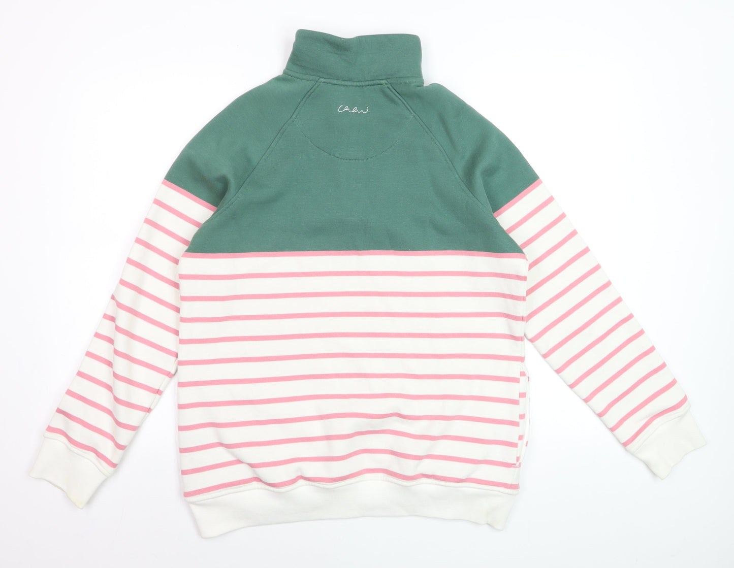 Crew Clothing Women’s Green & Pink Stripe 1/2 Zip Sweatshirt Size 14