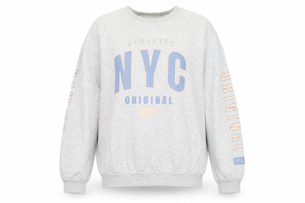 H&M Womens Grey Long Sleeve Crew Neck NYC Graphic Sweatshirt Size 14Y+