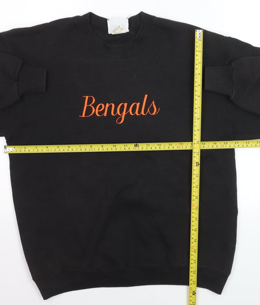 Lee Men's Black Bengals Embroidered Crew Neck Sweatshirt M
