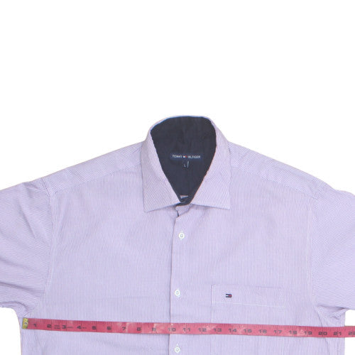 Tommy Hilfiger Men's Purple Striped Dress Shirt Long Sleeve Size L