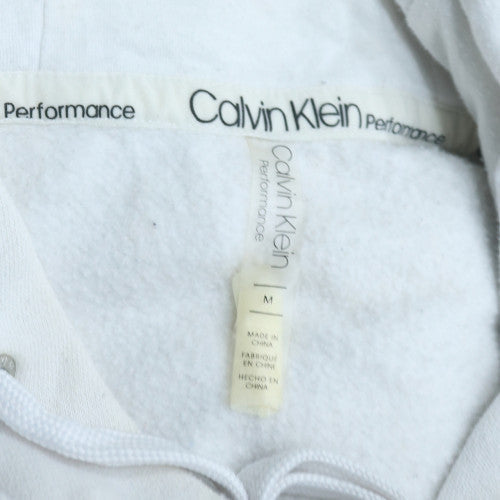 Calvin Klein Men's White Pullover Hoodie M Logo Fleece Sweatshirt