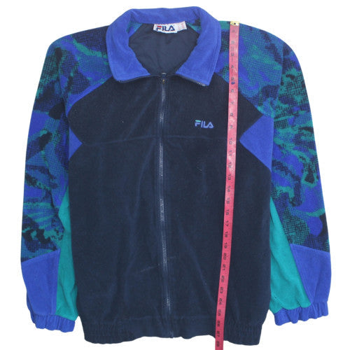 Fila Men’s Blue XL Full Zip Fleece Sweatshirt 90s Vintage Style