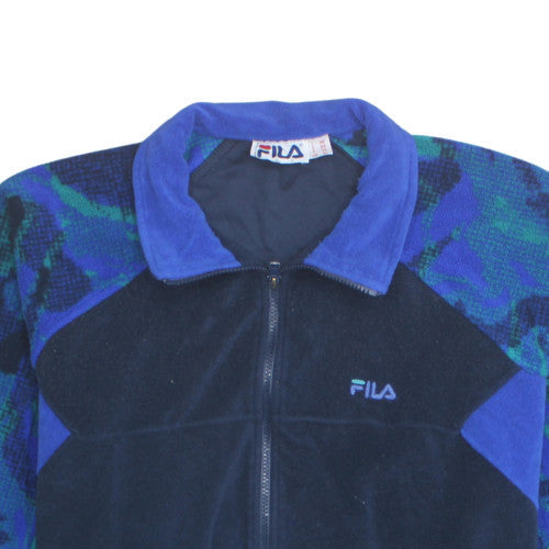 Fila Men’s Blue XL Full Zip Fleece Sweatshirt 90s Vintage Style