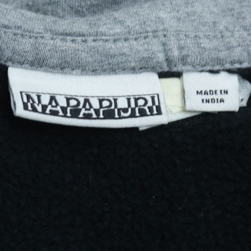 Napapijri Men's Black 1/4 Zip Sweatshirt Size L Pullover Logo Detail