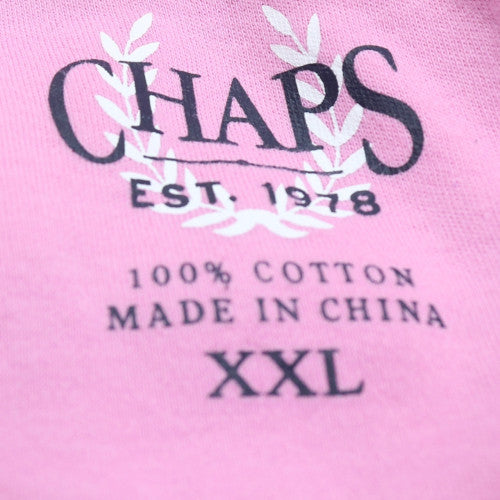 Chaps Men's Pink Cotton Polo Shirt XXL Classic Fit Casual