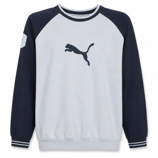 Puma Men’s White Navy XL Pullover Sweatshirt Graphic Logo Fleece