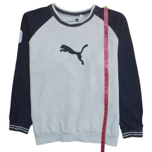 Puma Men’s White Navy XL Pullover Sweatshirt Graphic Logo Fleece