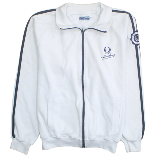 Fred Perry Mens White Track Jacket M Sportswear Full Zip Retro Style