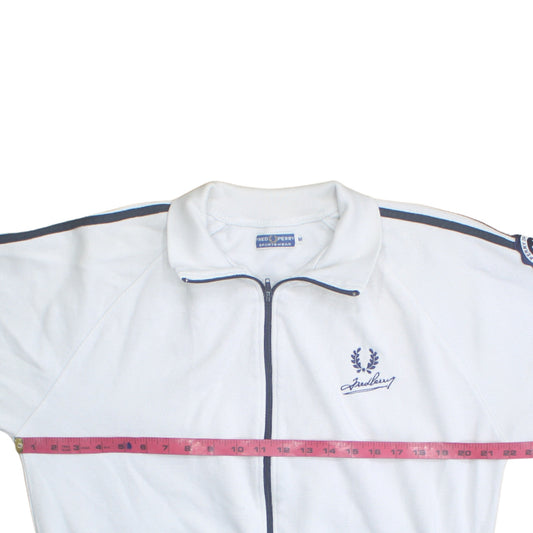 Fred Perry Mens White Track Jacket M Sportswear Full Zip Retro Style