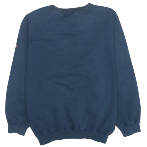 Adidas Men Blue Large Crew Neck Embroidered Logo Sweatshirt
