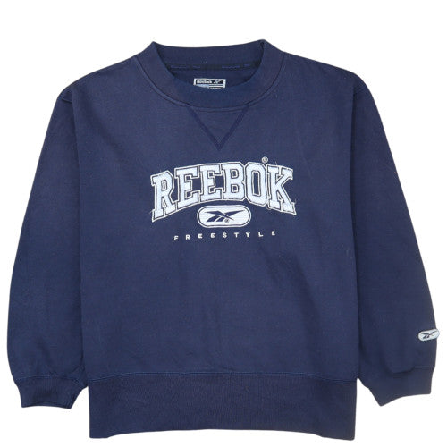 Reebok Women Navy Blue 10 Sweatshirt Crew Neck Pullover Cotton Blend