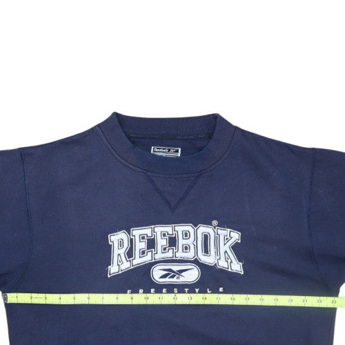 Reebok Women Navy Blue 10 Sweatshirt Crew Neck Pullover Cotton Blend