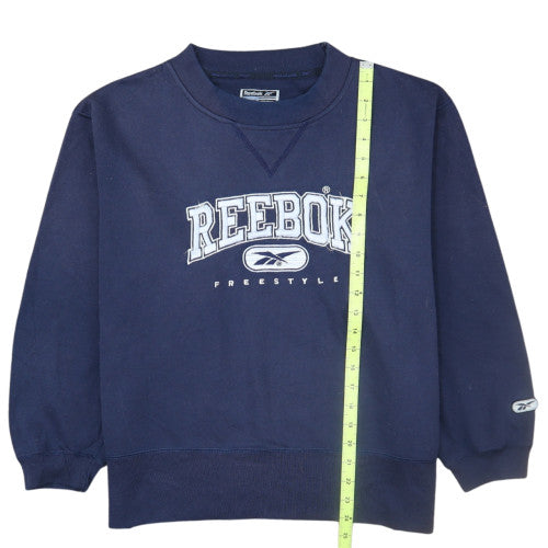 Reebok Women Navy Blue 10 Sweatshirt Crew Neck Pullover Cotton Blend