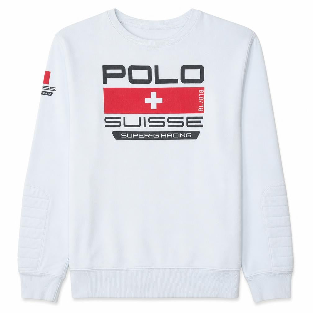 Ralph Lauren Polo Suisse White Teens L Pullover Sweatshirt