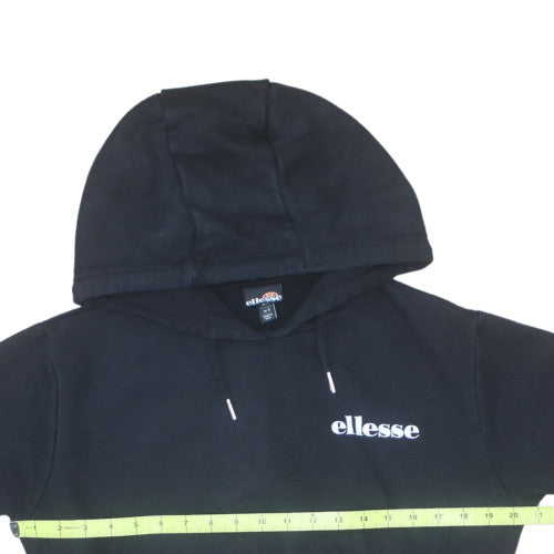 Ellesse Womens Black Cropped Pullover Hoodie UK 8 Cotton Blend