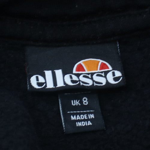Ellesse Womens Black Cropped Pullover Hoodie UK 8 Cotton Blend