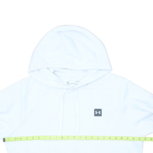Under Armour Mens White Pullover Hoodie L Relaxed Fit ColdGear